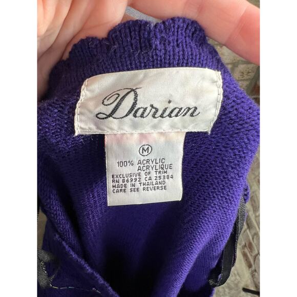 Sweater Dress beaded embellished glam 1980s shoulder pads purple - Picture 11 of 12